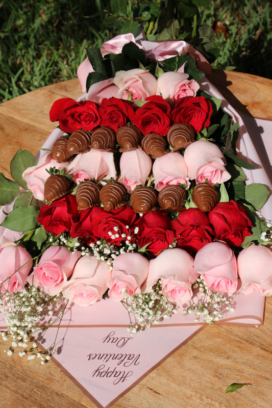 Roses & Chocolate Covered Strawberries