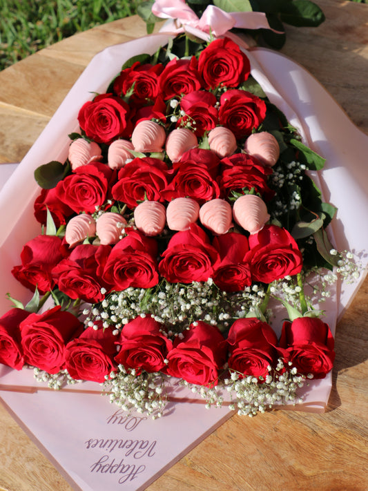 Red Roses & Chocolate Covered Strawberries