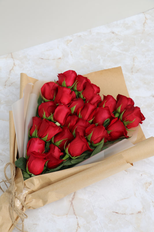 Heart Shaped Red Rose Bouquet